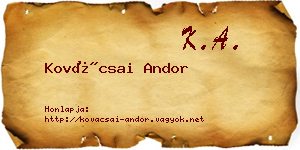Kovácsai Andor névjegykártya